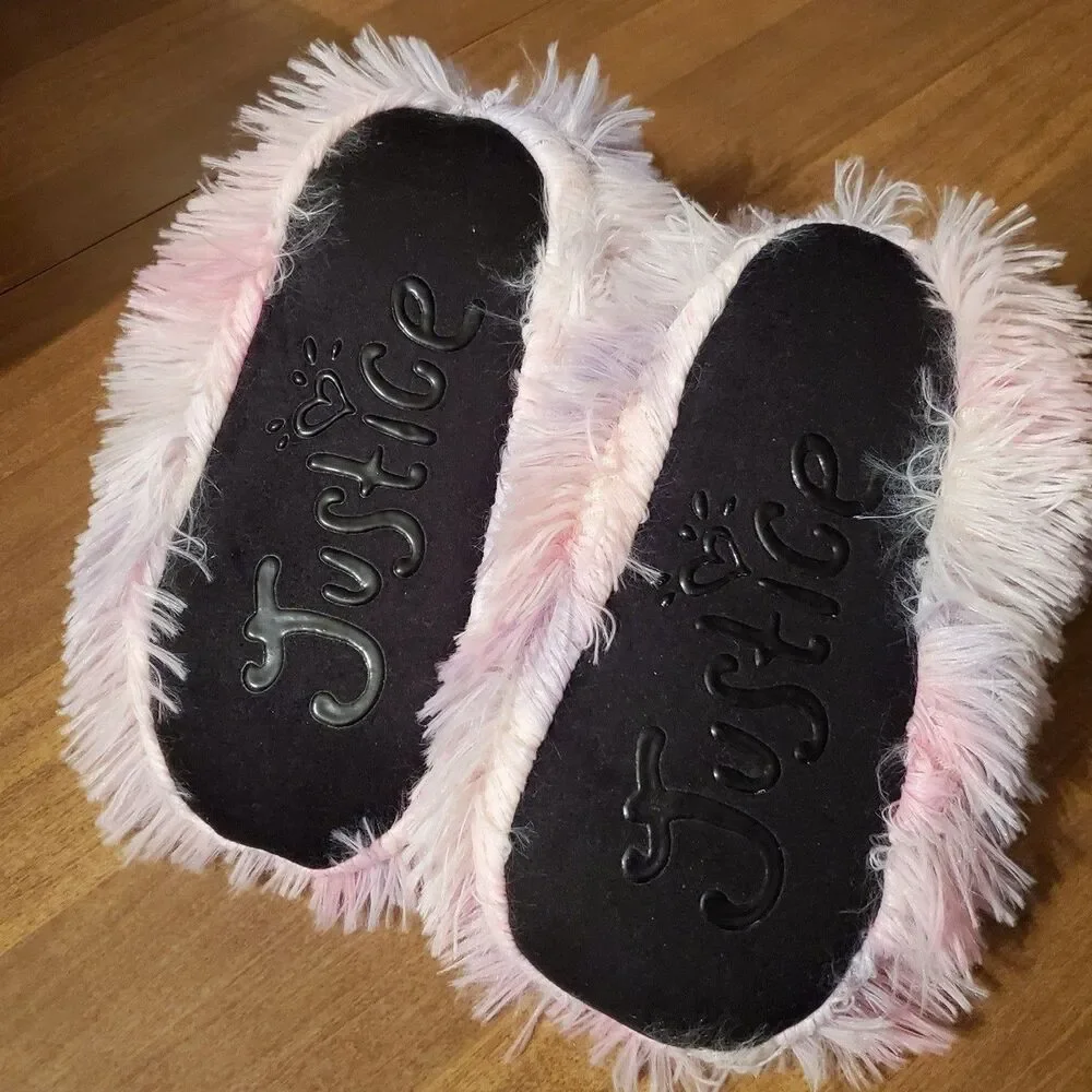 Justice Girl's Size M/L 5.5 - 7.5 Tie Dye Faux Fur Bootie Slippers